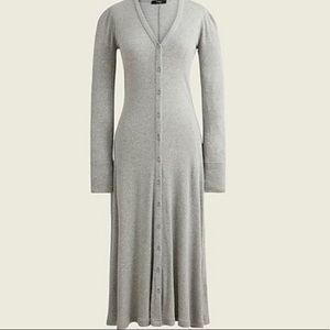 J. Crew Women's Ribbed Button-Front Knit Dress 2XL In Gray.